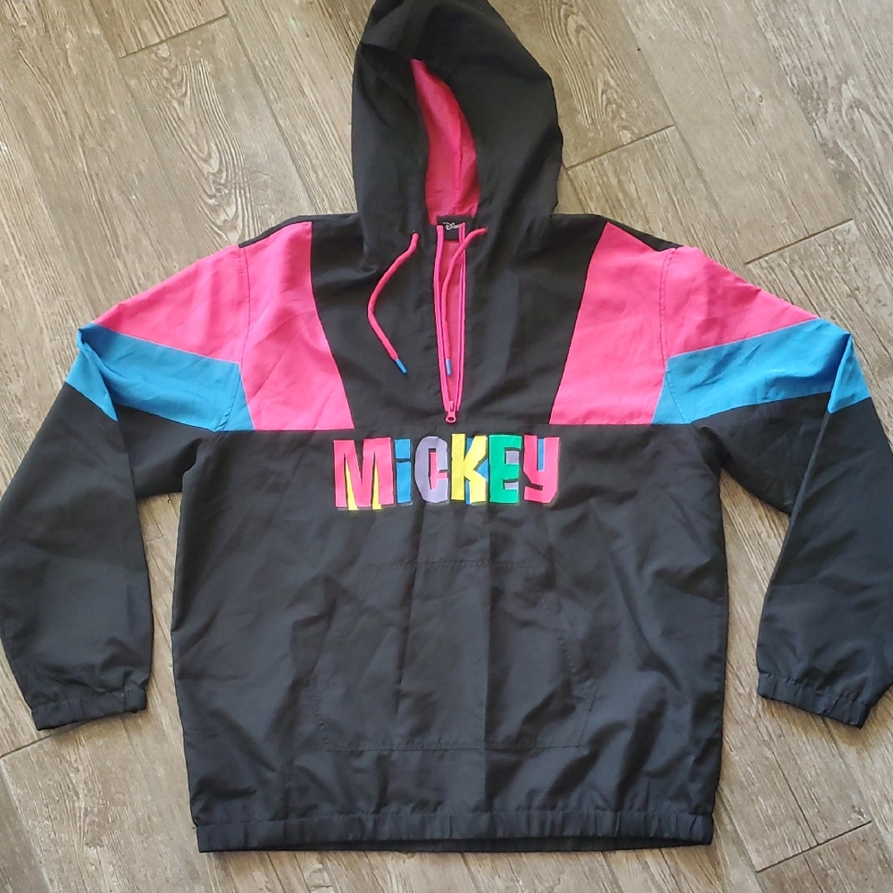 Vintage 90's Disney Mickey Mouse Hooded Winbreaker Jacket XL